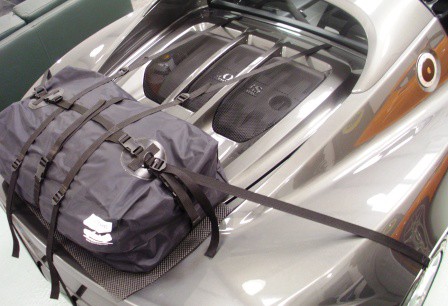 aerial view of a boot-bag luggage rack fitted to a grey lotus elise