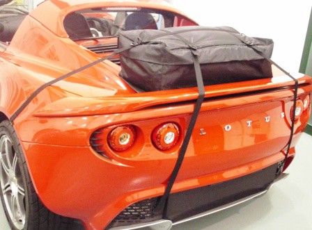 red lotus elise s2 with a boot-bag original luggage rack fitted