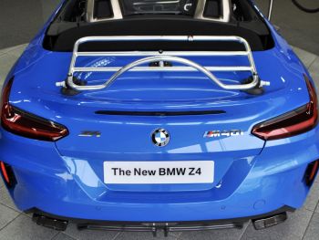BMW G29 Z4 in blue with a stainless steel luggage rack fitted