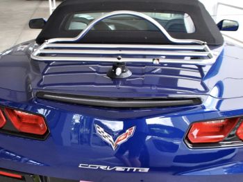 bright blue corvette c7 convertible with a revo-rack luggage rack fitted