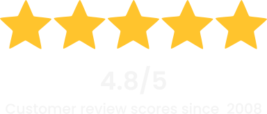 4.8 out of 5 customer review scores since 2008